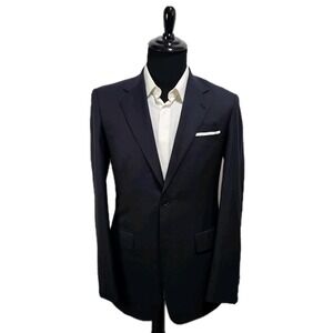 Scabal Bespoke Blazer Mens 40L Navy Astor & Black Custom 2 Button Surgeon Cuffs